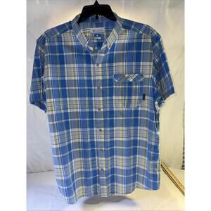 Columbia Men’s Blue Plaid Shirt Size XL Short Sleeve Stretch Cotton Casual